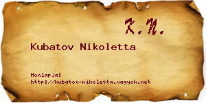 Kubatov Nikoletta névjegykártya