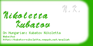 nikoletta kubatov business card